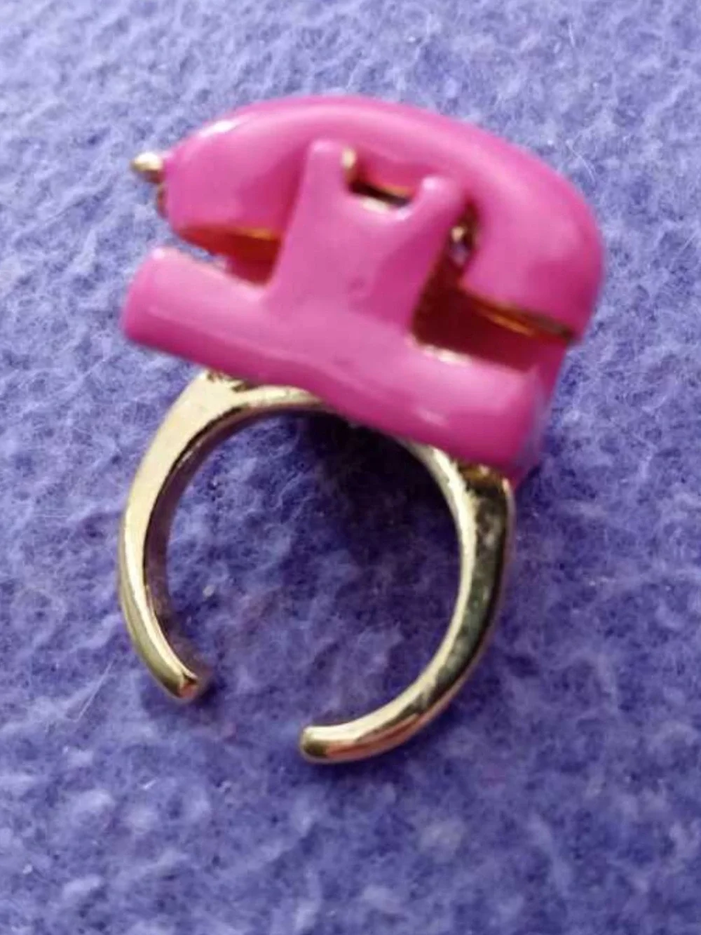 Pink Retro Telephone Statement Ring with Multicolor Crystal Dial One Size